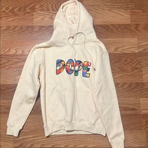 Cream Hoodie with Colorful Graphic